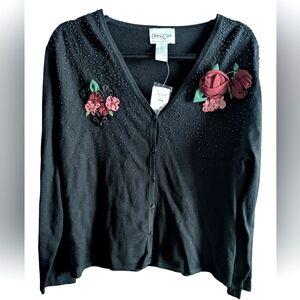 Vtg Carly St. Claire black cardigan xl